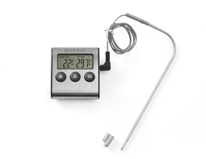 Hendi braadthermometer met timer en sonde voor nauwkeurige temperatuurmeting in de horeca keuken