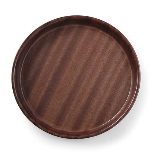 Rond dienblad met mahonie look en hoge rand 32cm
