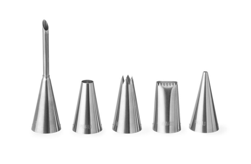 Set van 5 professionele RVS spuitmondjes van Hendi