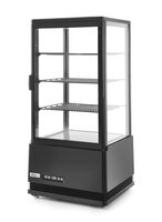 Hendi zwarte opzet-koelvitrine 78 liter met 4-zijdig glas