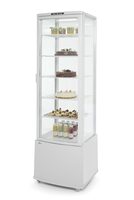 Fris en uitnodigend: de witte uitvoering van de Hendi 280L vitrine biedt een heldere blik op al uw versproducten.