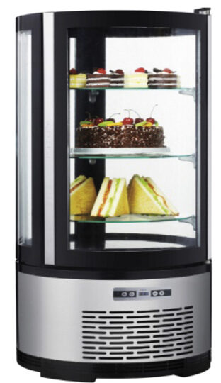 Professionele Hendi ronde gebaksvitrine 100L voor optimale productpresentatie