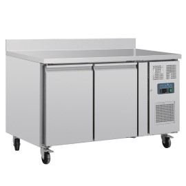 Polar RVS 2-deurs werkbank koeling met spatrand (282 ltr.)