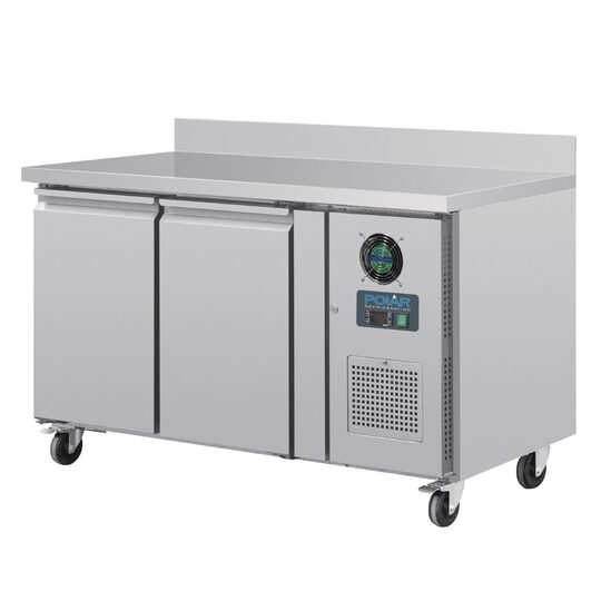 Polar RVS 2-deurs werkbank vriezer met spatrand (282 ltr.) 3