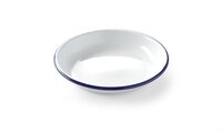 Hendi emaille diep bord wit met blauwe rand 22 cm