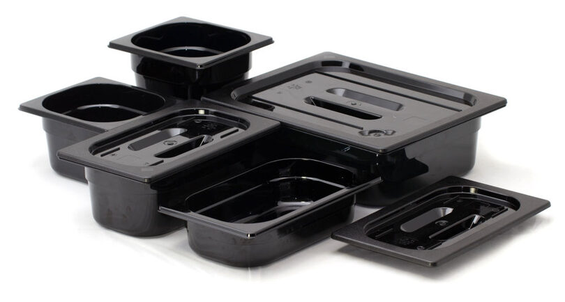 Zwarte polycarbonaat gastronormbak 1/2 GN Hendi 6,5 cm
