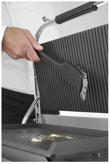 Detailopname van de Hendi staalborstel met ergonomisch handvat