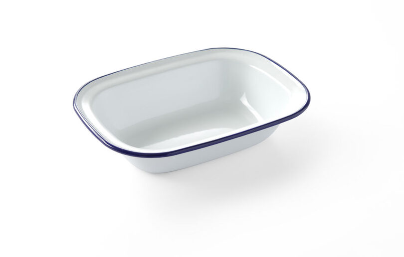 Rechthoekige emaille dessertschaal van Hendi voor horeca gebruik