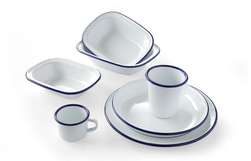 Klassieke wit-blauwe emaille dessert schaal Hendi 621219