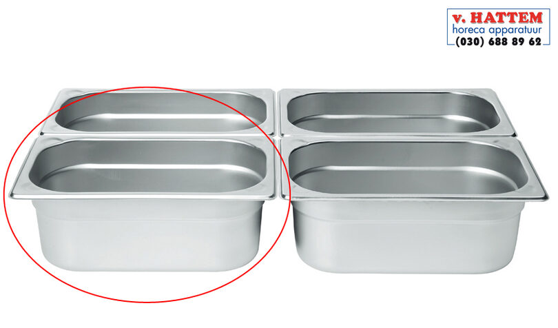 Gastronormbak 1/4 GN (rvs) 2,8 liter, 10cm diep