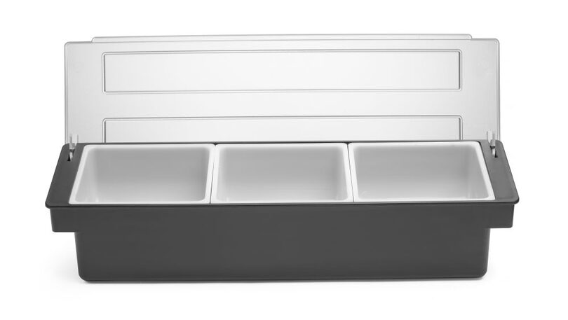 Detailopname van de Hendi ingrediëntenhouder met 3 containers