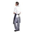 Zijaanzicht blauw nylon schort voor horeca