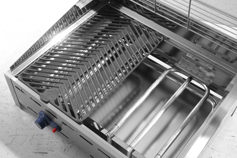 Zijaanzicht van de professionele Hendi Green Fire gasbarbecue