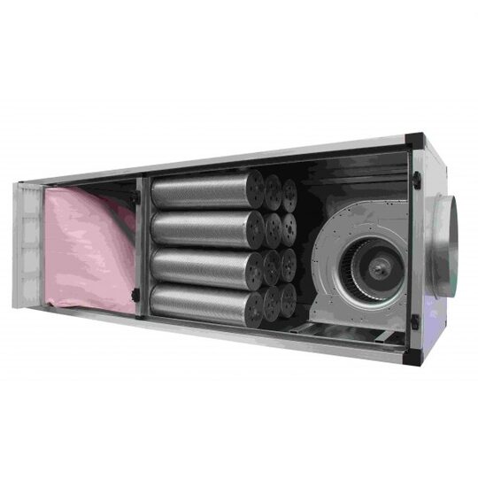 4-delige geurfilterkast compleet, incl. 7950m3 afzuigmotor